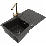 K&ouml;&ouml;givalamu koos kraaniga Mexen Cesar, graniit, 77.5 cm x 47 cm x 19 cm, metallic black/gold+gold