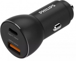 Auto laadija Philips, USB/USB-C, must v., 36 W