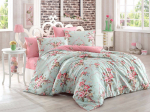 Voodipesukomplekt Mijolnir Alanur 143EPJ4268, roosa v./t&uuml;rkiissinine v./roheline v., 50 x 70 cm, 200 x 220 cm