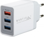 Telefoni laadija Montis MT009, 3 x USB, valge, 30 W
