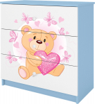 Laste kummut Kocot Kids Babydreams Teddybear Butterflies, sinine v./valge v., 80 cm x 41 cm x 80.5 cm