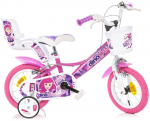 Lisaratastega laste jalgratas, laste Dino Bikes Fairy, roosa/mitmev&auml;rviline, 12"