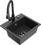 K&ouml;&ouml;givalamu koos kraaniga Mexen Milo, graniit, 43 cm x 41 cm x 17.1 cm, black granite+black