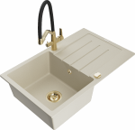 K&ouml;&ouml;givalamu koos kraaniga Mexen Bruno Beige+Black/Gold, graniit, 79 cm x 49 cm x 20 cm, beige+black/gold