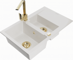 K&ouml;&ouml;givalamu koos kraaniga Mexen Gaspar White+Gold, graniit, 73 cm x 47 cm x 17.7 cm, kuldne v./valge v.