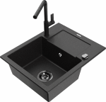 K&ouml;&ouml;givalamu koos kraaniga Mexen Enzo, vaik/graniit, 57.6 cm x 46.5 cm x 17.4 cm, h&otilde;be/must