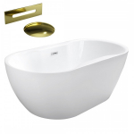 Vann, teisaldatav Besco Navia, 160 cm x 80 cm x 60 cm, ovaalne, kuldne/valge