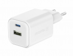 Telefoni laadija Swissten Travel GaN, USB Type C/USB Type A, 5 cm, valge, 45 W