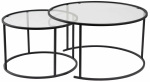 Kohvilaudade komplekt Nordure Aurum, l&auml;bipaistev v./must v., 60 - 80 cm x 80 cm x 39 - 43 cm, 2 tk