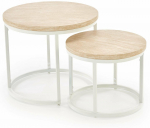 Kohvilaudade komplekt Oreo, valge v./pruunikas v., 43 - 53 cm x 53 cm x 35 - 45 cm, 2 tk
