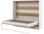 Voodi poolteist istekohta Devesto Horizontal, 140 x 200 cm, valge v./artisan oak v., ilma madratsita, p&otilde;hjalippidega