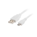Juhe Lanberg USB-A - microUSB CA-USBM-10CC USB 2.0 A male, Micro USB 2.0 B male, 1 m, valge v.