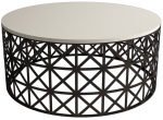 Kohvilaud Kalune Design Selin Metal Ferforje, must v./kreemjasvalge, 90 cm x 90 cm x 38 cm