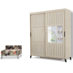 Riidekapp Kalune Design Fuga 170, hele pruun v., 60 cm x 170 cm x 216 cm, peegliga