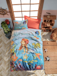 Laste voodipesukomplekt Mijolnir Mermaid 129CTN3065, sinine/valge/punane, 160 x 220 cm