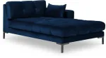 Diivan Micadoni Home Mamaia Velvet Chaise Longue Right, sinine v./must v., parem, 185 x 102 cm x 75 cm