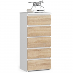 Kummut Akord CL5, valge v./sonoma tamm v., 92 cm x 40 cm x 35 cm