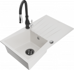 K&ouml;&ouml;givalamu koos kraaniga Mexen Cesar, graniit, 77 cm x 47 cm x 20 cm, valge/must