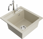 K&ouml;&ouml;givalamu koos kraaniga Mexen Vito Carla, vaik/graniit, 52 cm x 49 cm x 21 cm, kroom/pruunikas