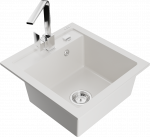 K&ouml;&ouml;givalamu koos kraaniga Mexen Vito Rita, graniit, 52 cm x 49 cm x 21 cm, valge