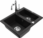 K&ouml;&ouml;givalamu koos kraaniga Mexen Carlos, graniit, 58 cm x 47 cm x 17.7 cm, must/kroom