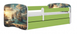 Lastevoodi Kocot Kids Ship, valge v./roheline v., 80 x 180 cm, voodipesu kastiga, ilma madratsita
