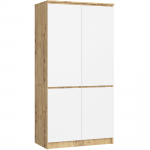 Riidekapp Akord S90, l&auml;bipaistev v./valge v./pruunikas v., 50.4 cm x 90.4 cm x 180 cm