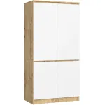 Riidekapp Akord S90, l&auml;bipaistev v./valge v./pruunikas v., 50.4 cm x 90.4 cm x 180 cm