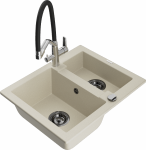 K&ouml;&ouml;givalamu koos kraaniga Mexen Carlos Beige+Black/Chrome, graniit, 58 cm x 47 cm x 17.7 cm, beige+black/chrome