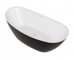 Vann, teisaldatav Besco Ayla Black&White Matt, 170 cm x 80 cm x 68 cm, ovaalne, must/kroom