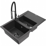 K&ouml;&ouml;givalamu koos kraaniga Mexen Gaspar, graniit, 73.7 cm x 47.5 cm x 17.7 cm, black granite+black/chrome v.