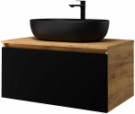 Vannitoakapp valamuga Riva SA800-GB, matt must v./gold craft oak v., 50 cm x 80 cm x 40 cm