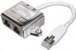 Adapter Digitus RJ-45 x 2, RJ-45 male, 0.19 m, h&otilde;be v.