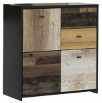 Kummut Forte Sanne SQNK223-C604, must v./puidu v., 77 cm x 77 cm x 29.6 cm