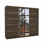 Riidekapp ADRK Salto 250, pruun v., 58 cm x 250 cm x 215 cm, peegliga