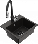 K&ouml;&ouml;givalamu koos kraaniga Mexen Milo, vaik/graniit, 43.5 cm x 41 cm x 17.1 cm, kuldne/must