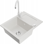 K&ouml;&ouml;givalamu koos kraaniga Mexen Enzo, vaik/graniit, 57.6 cm x 46.5 cm x 17.4 cm, valge