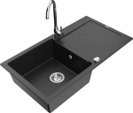 K&ouml;&ouml;givalamu koos kraaniga Mexen Leo, graniit, 90 cm x 50 cm x 19 cm, kroomi/must/h&otilde;be