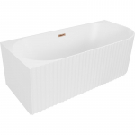 Vann, teisaldatav Mexen Gia Left, 150 cm x 75 cm x 58 cm, ovaalne, roosa kuld/valge matt