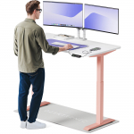 Arvutilaud reguleeritava k&otilde;rgusega Desktronic HomeOne, 140 cm x 70 cm, 72 - 122 cm, valge v./roosa v.