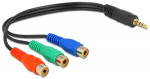 Juhe Delock 3.5 mm stereo male, RCA female x 3, 0.24 m, must v.