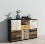 Kummut Forte Sanne SQNK233-C604, must/puidu, 30 cm x 114 cm x 77 cm