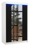Riidekapp ADRK Marvin 120, valge v./must v., 58 cm x 120 cm x 200 cm, peegliga