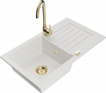 K&ouml;&ouml;givalamu koos kraaniga Mexen Pablo White+Gold, graniit, 75 cm x 43 cm x 16.1 cm, kuldne/valge