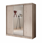 Riidekapp ADRK Ida, valge v./sonoma tamm v., 200 cm x 61 cm x 215 cm, peegliga