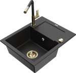 K&ouml;&ouml;givalamu koos kraaniga Mexen Enzo, vaik/graniit, 57.6 cm x 46.5 cm x 17.4 cm, h&otilde;be/must