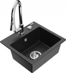 K&ouml;&ouml;givalamu koos kraaniga Mexen Milo, graniit, 43.5 cm x 41 cm x 17.1 cm, metallic black/silver+chrome