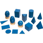 Puidust klotsid, kuju sorteerija Montessori 3D Geometric Shapes, sinine, 10 tk