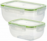 Toidu s&auml;ilitamise konteinerite komplekt Ambition Gusto, 0.8 - 1.4 l, l&auml;bipaistev/roheline