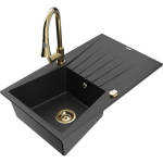 K&ouml;&ouml;givalamu koos kraaniga Mexen Cesar, graniit, 77.5 cm x 47 cm x 19 cm, metallic black/silver+gold